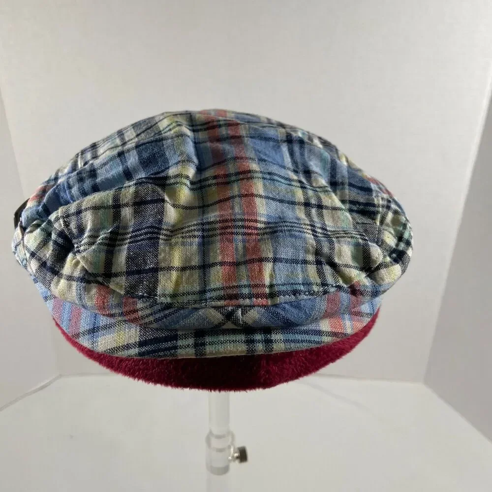 Janie And Jack Baby 6-12 Months Plaid Newsboy Cap Blue Linen Cotton Hat